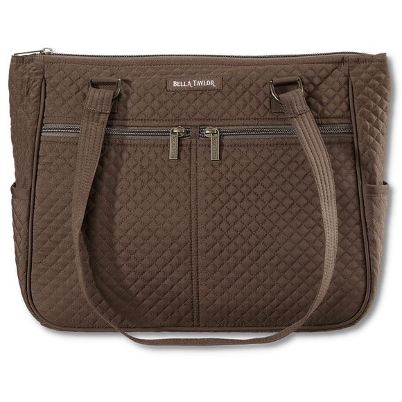 Everyday Tote Quilted Microfiber Handbag Chocolate >:) - Picture 1 of 6